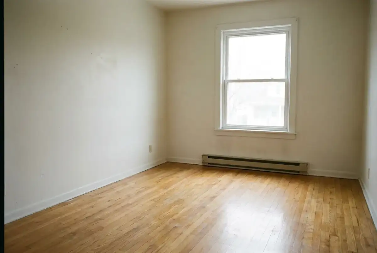 An empty, broom-swept apartment unit ready to show after a cleanout